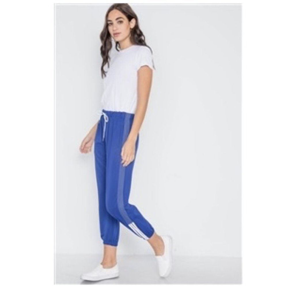 Blue & White Sporty Mid-Rise Joggers Pants L/XL - Picture 12 of 13